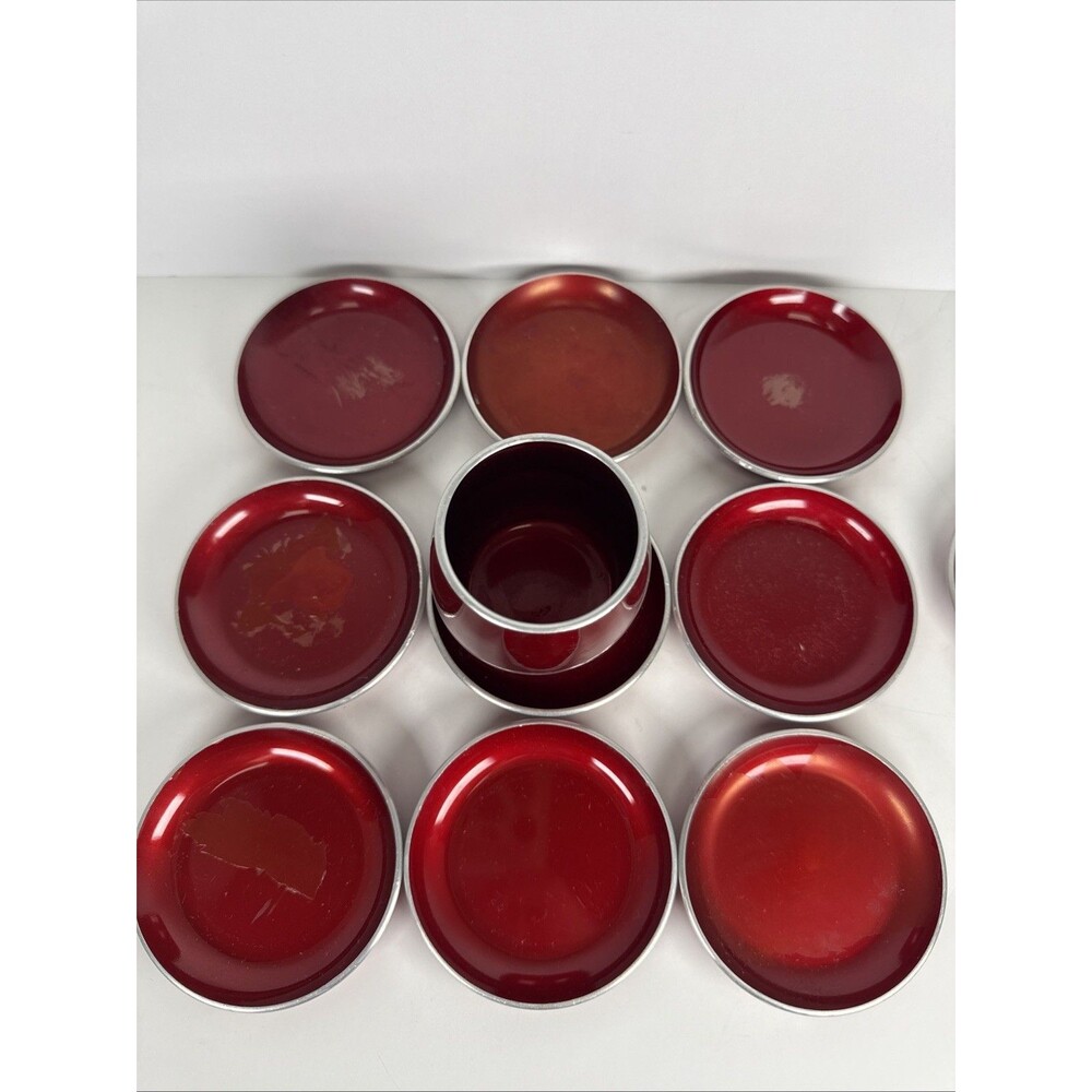 Norwegian Emalox Enamel Small Plates & Cup Set (Color - Red)